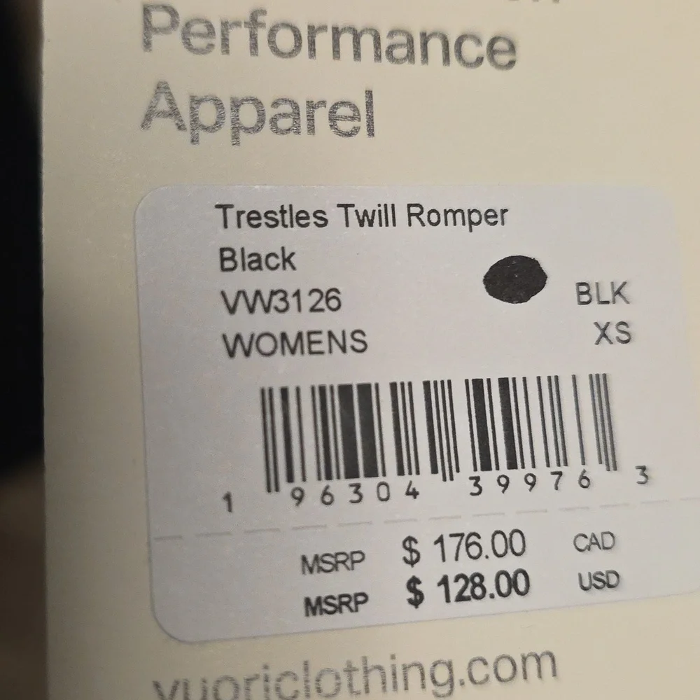 NWT Women's Vuori "Trestles Twill Romper" in Black. Various Sizes - Picture 9 of 9